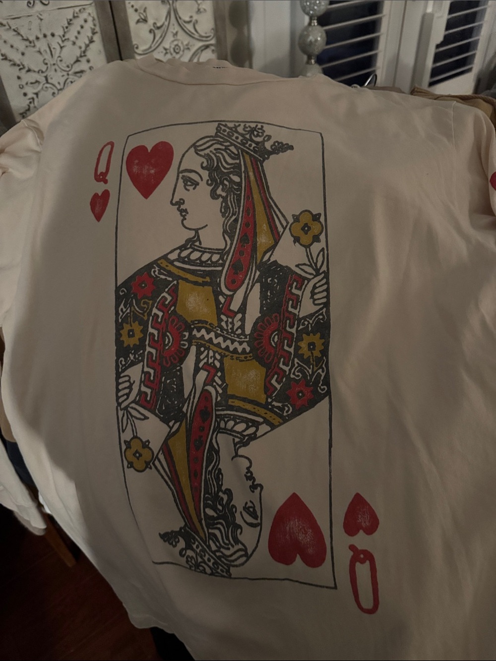 Daydreamer Cream Queen of Hearts Graphic Long Sleeve Tee - Picture 3 of 5